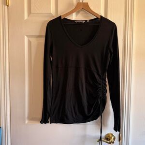 Athleta Black Long Sleeve Raina Top Cinched sides Size S